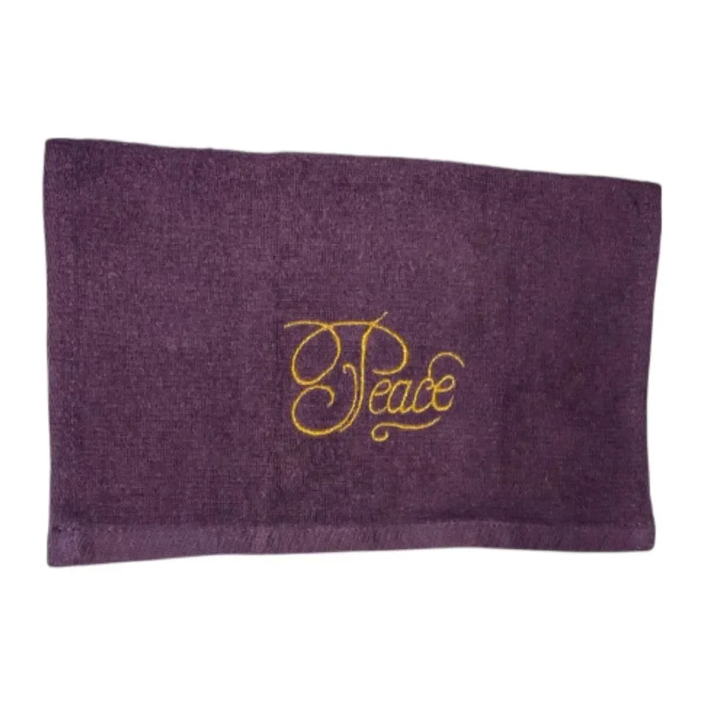 Vintage PEACE Towel Set Purple Gold Embroidered Decorate Bath